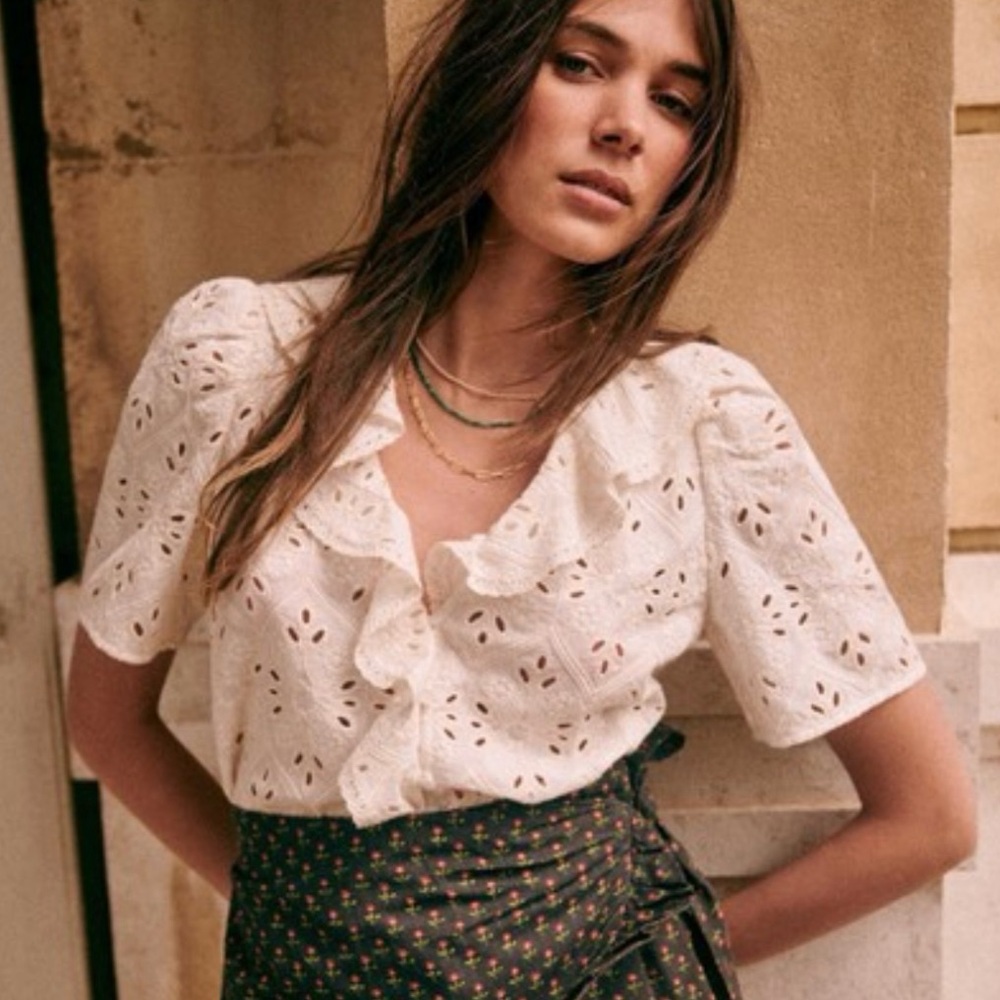 Sézane Blouse Irene, Écru, size 36